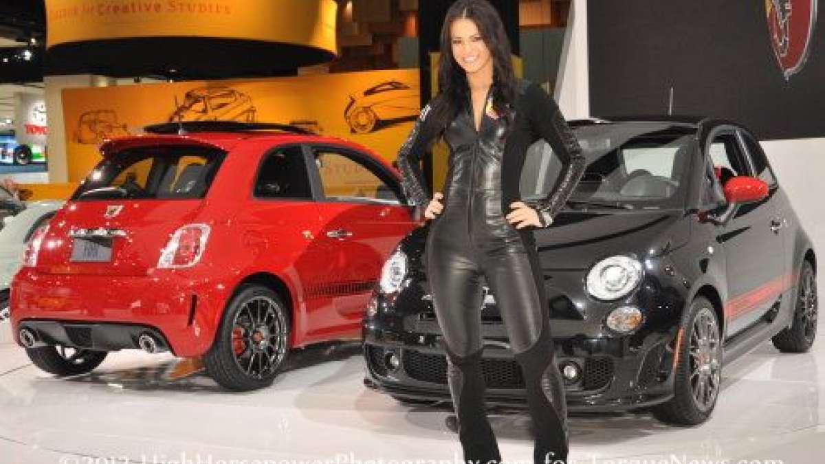 A pair of Fiat 500 Abarth coupes