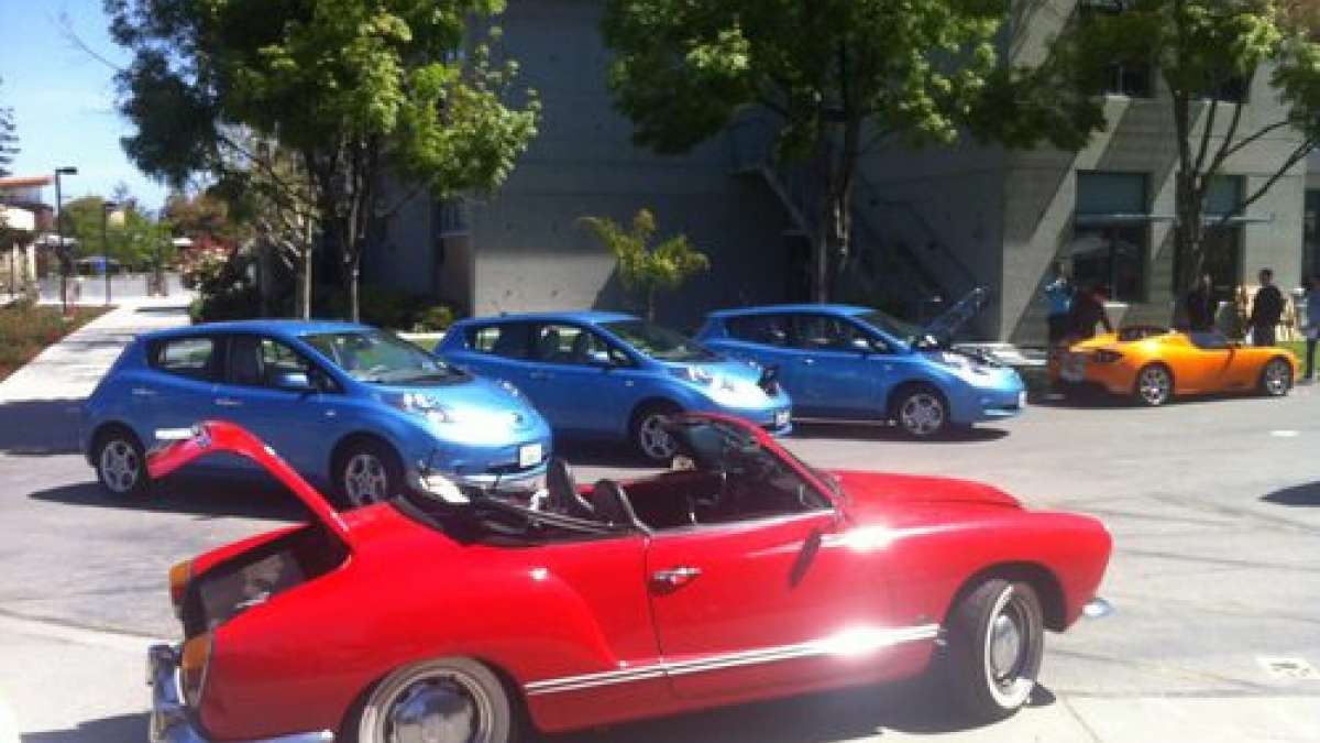 Conversion Karmann Ghia, Leafs, and a Tesla Roadster