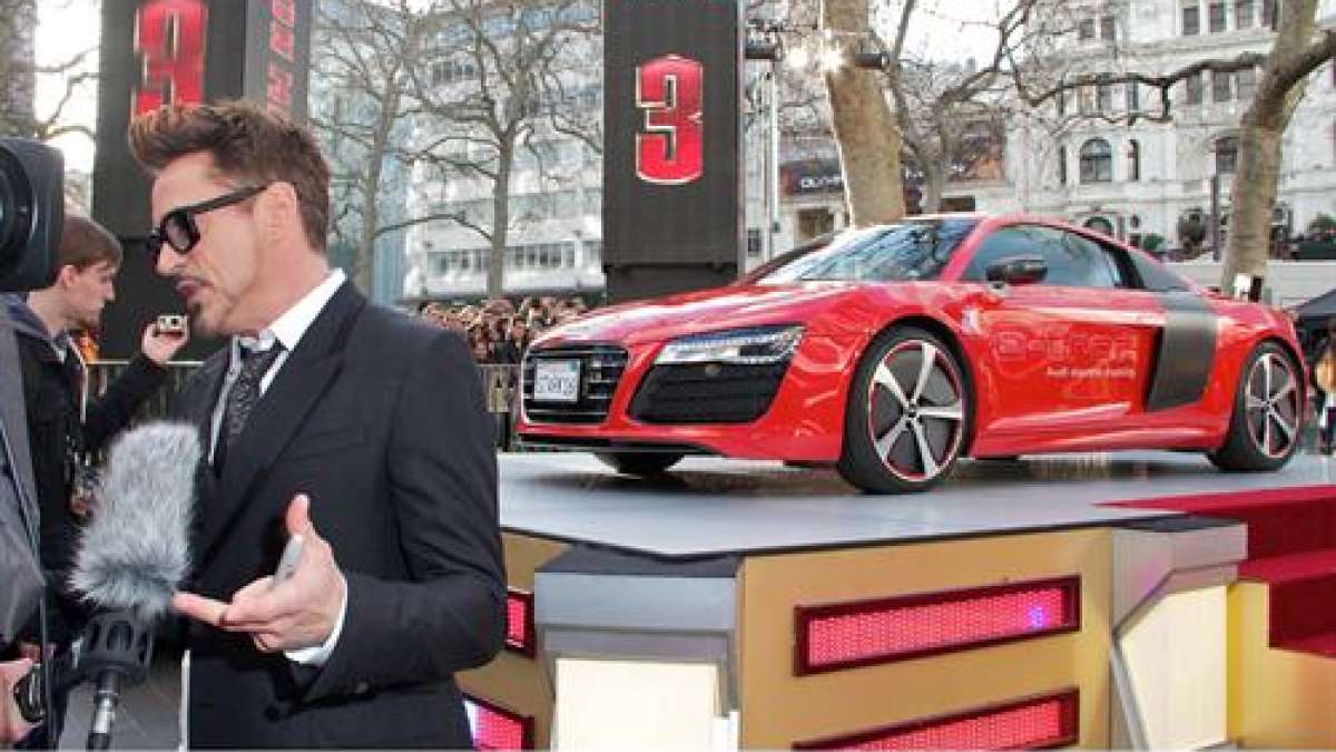 Iron Man 3 star Audi R8 e-tron with Robert Downey Jr
