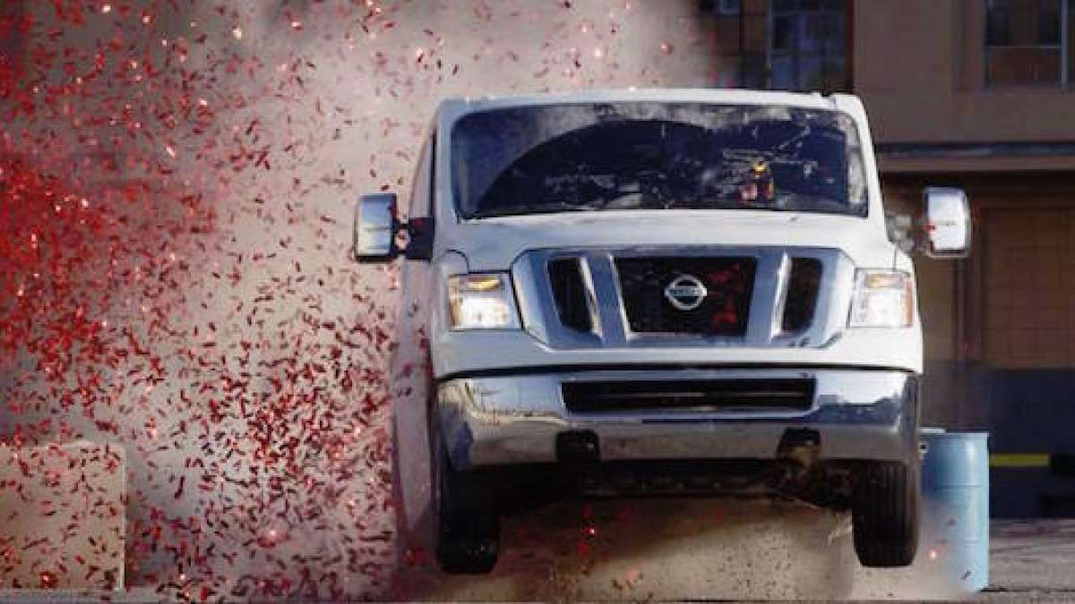 Nissan NV Cargo van, drifting like a Nissan GT-R