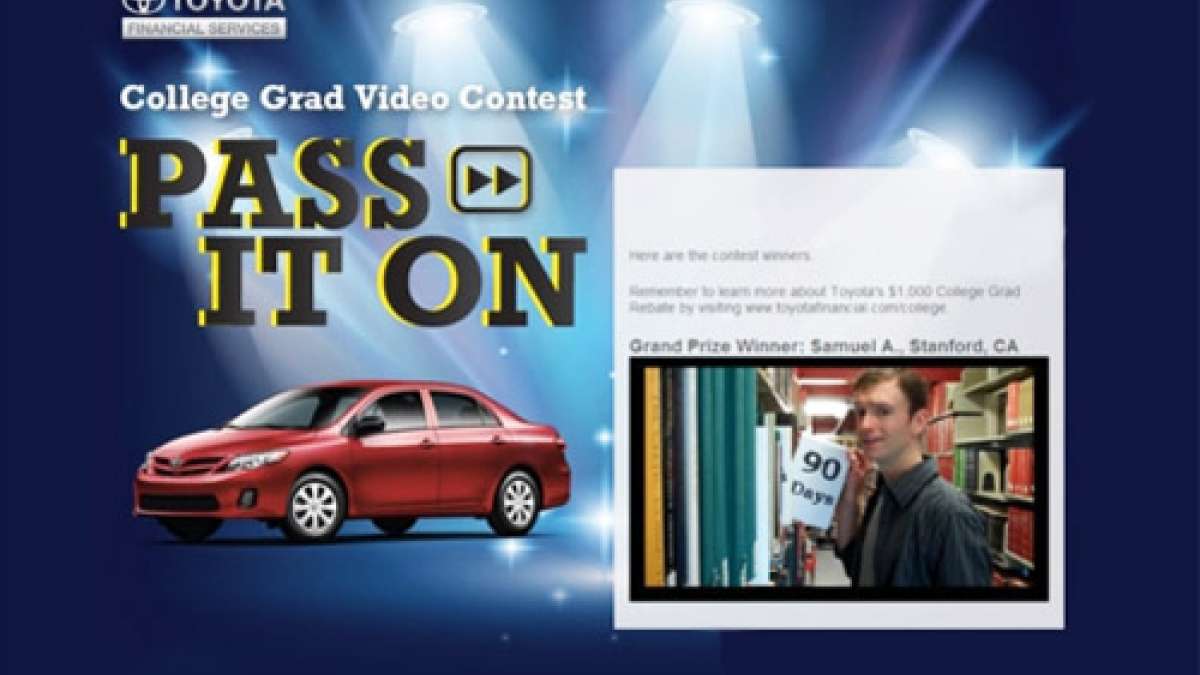 The Toyota contest page showing the winner Samuel Arnett. Photo courtesy of PRN