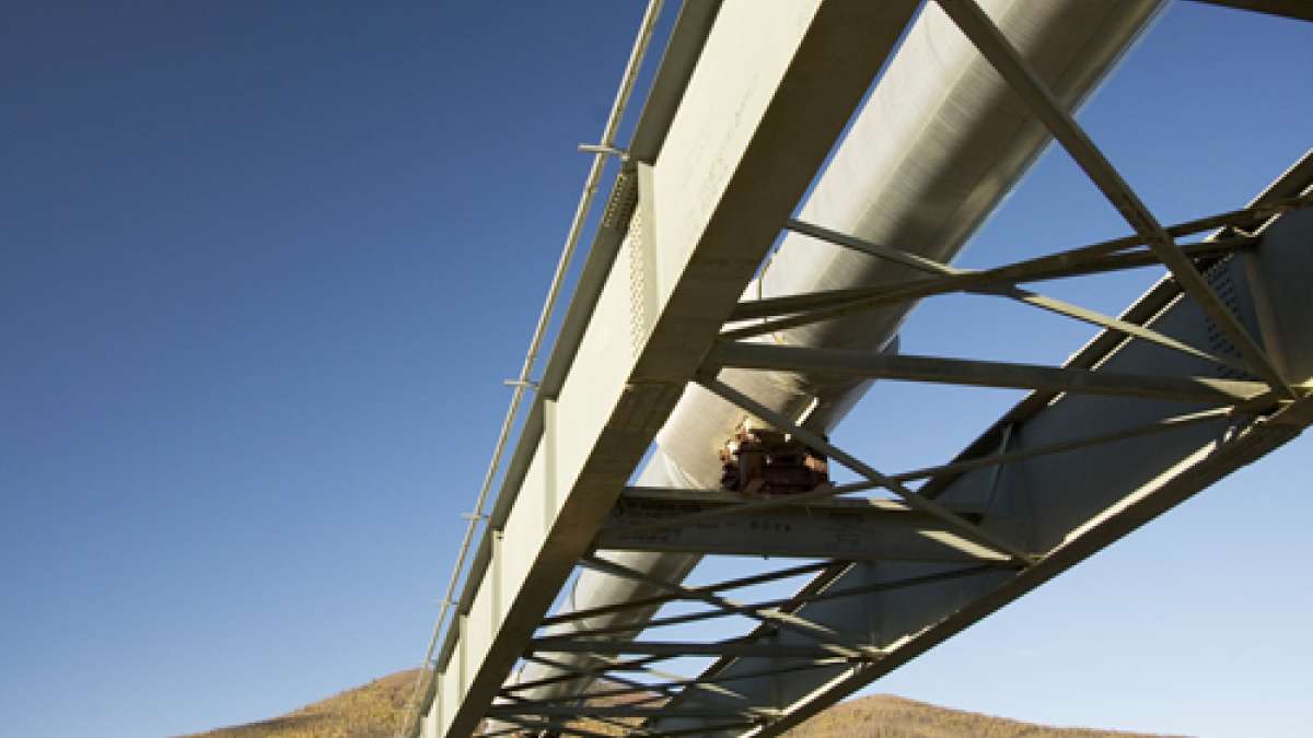Trans Alaska oil pipeline crossing South fork Koyukuk River  Image Public Domain