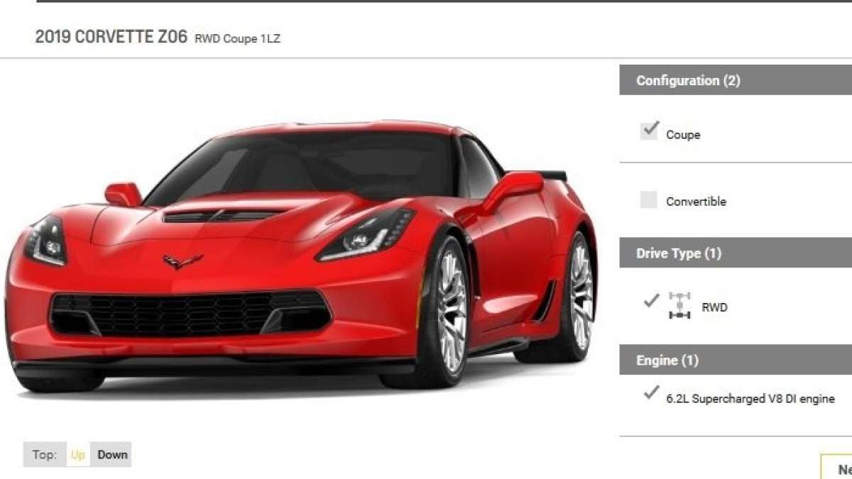 2019 Corvette Z06 Configurator Screen Shot