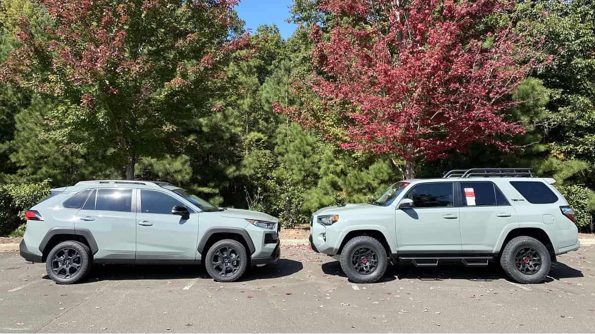 2021 Toyota RAV4 TRD Off-Road Lunar Rock profile view 2021 Toyota 4Runner TRD Pro Lunar Rock profile view