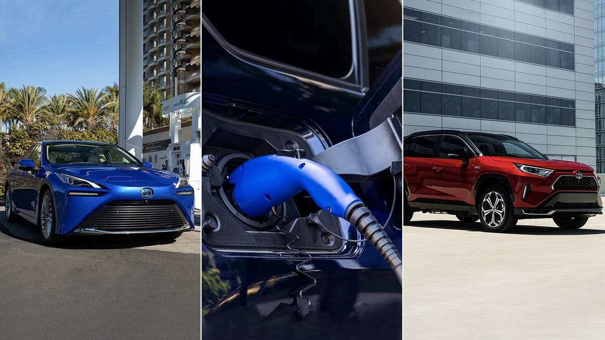 2021 Toyota Mirai 2021 Toyota RAV4 Prime Supersonic Red