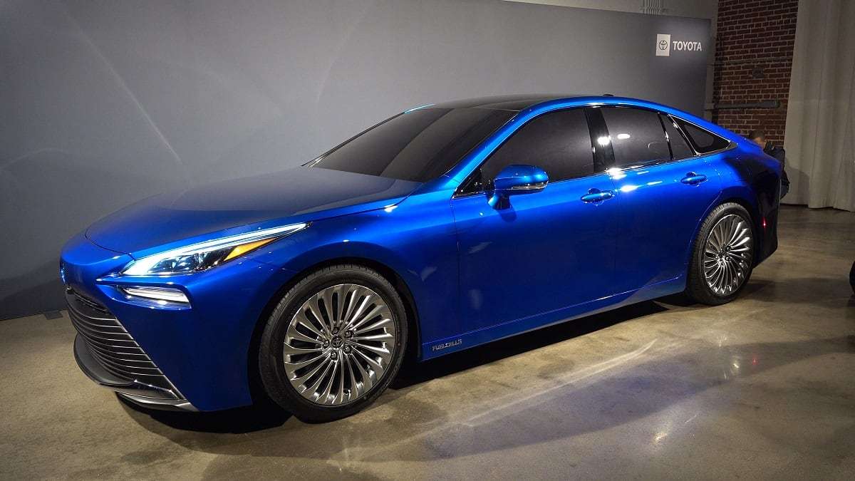 2021 Toyota Mirai profile and front end blue color