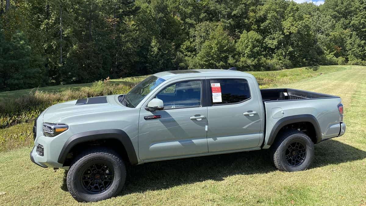 2021 Toyota Tacoma TRD Pro Lunar Rock front end profile view
