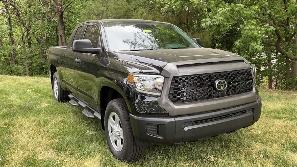 2021 Toyota Tundra SR Double Cab Midnight Black Metallic profile front end