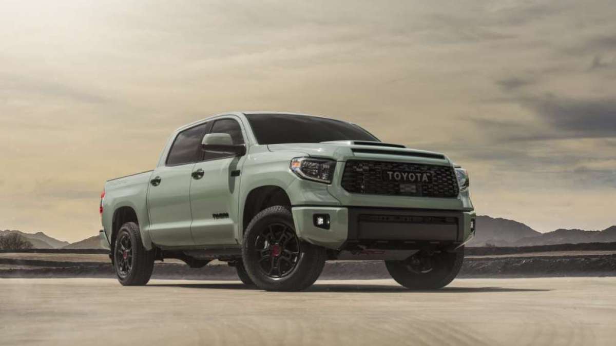 2021 Toyota Tundra TRD Pro Lunar Rock front end profile view