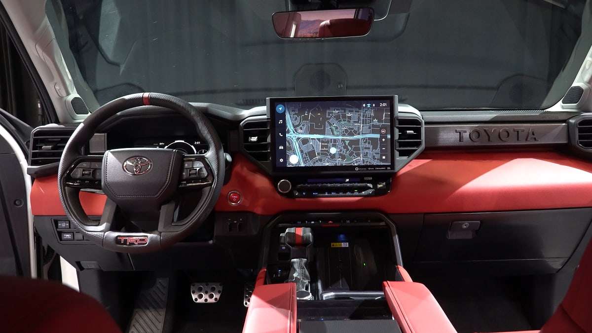 2022 Toyota Tundra interior TRD Pro multimedia cockpit red