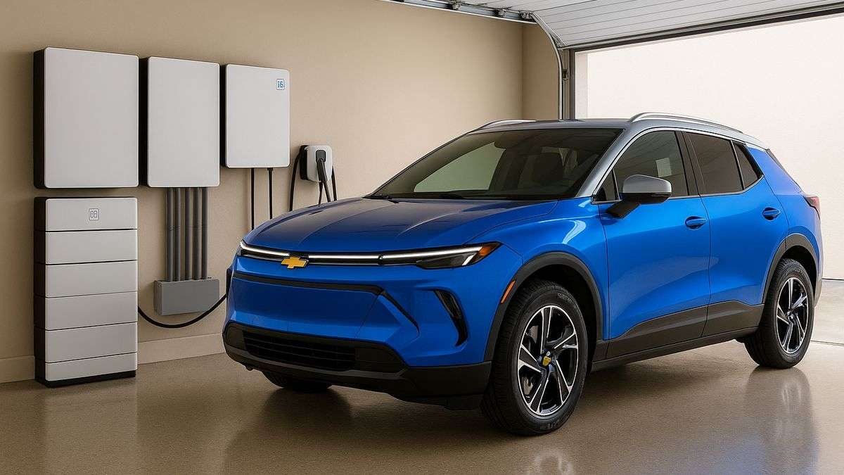 Chevy Equinox EV plugged into a GM Home Energy System