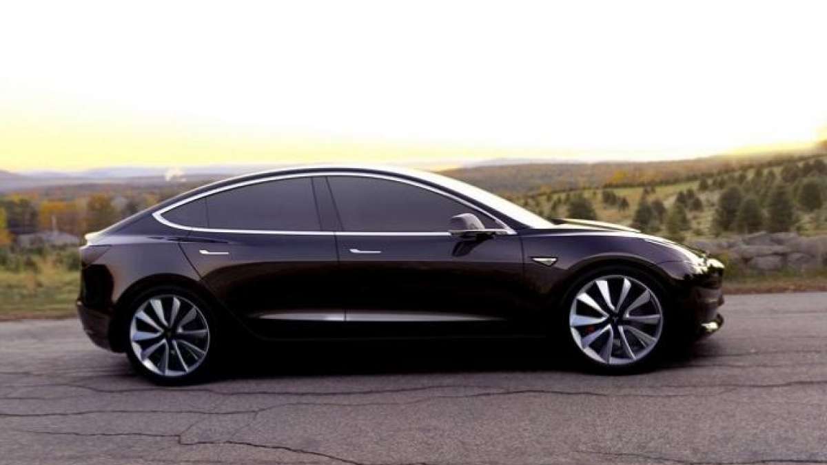 Black Tesla Model 3 before live stream