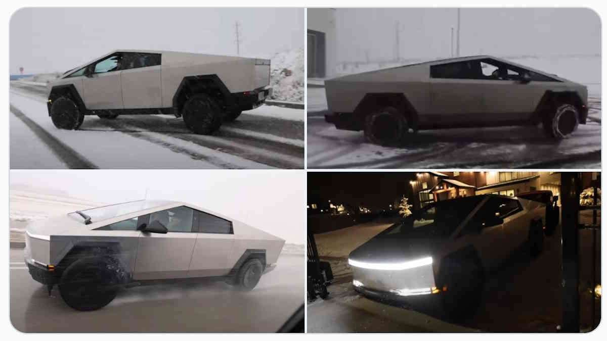 Cybertruck Foundation Series #6 Seen In Dense Winter Conditions Sliding On Road As YouTuber With Over 4 Million Subs Showcases Cybertruck Features