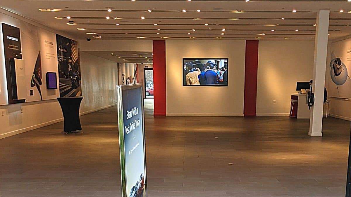 Empty Tesla showroom in Sanford Mall