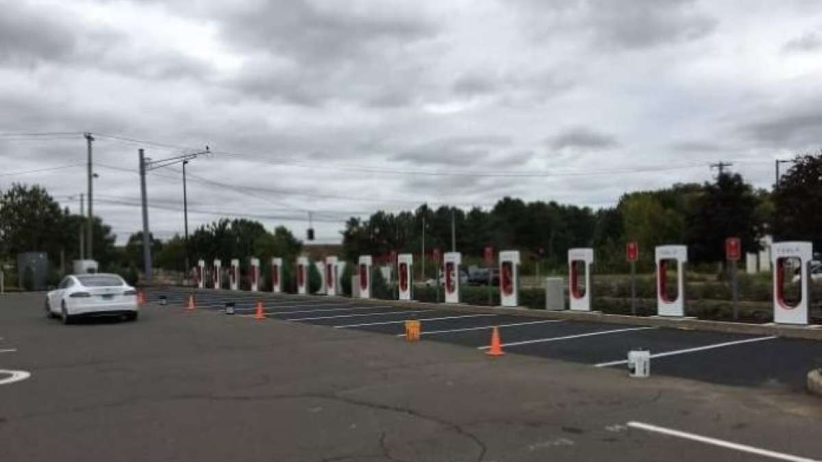 Large Tesla Supercharger being built