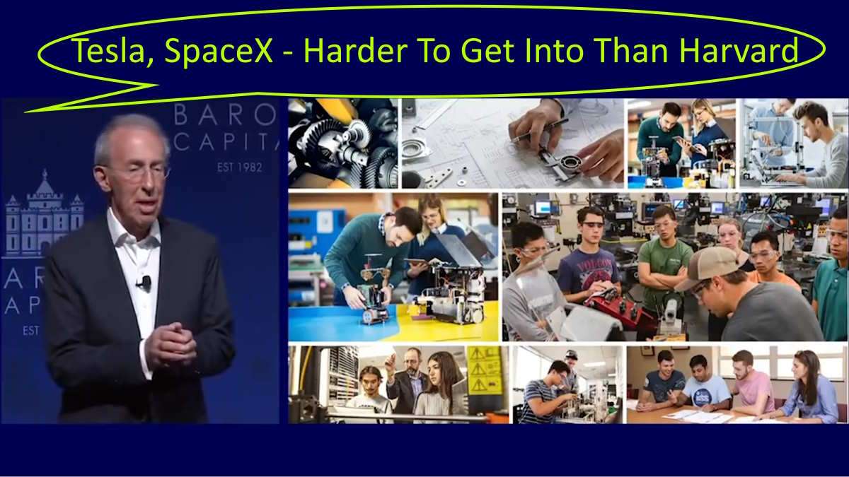 Billionaire Ron Baron, "It's Harder to Get a Job at Tesla Or SpaceX Than It Is To Get Into Harvard"