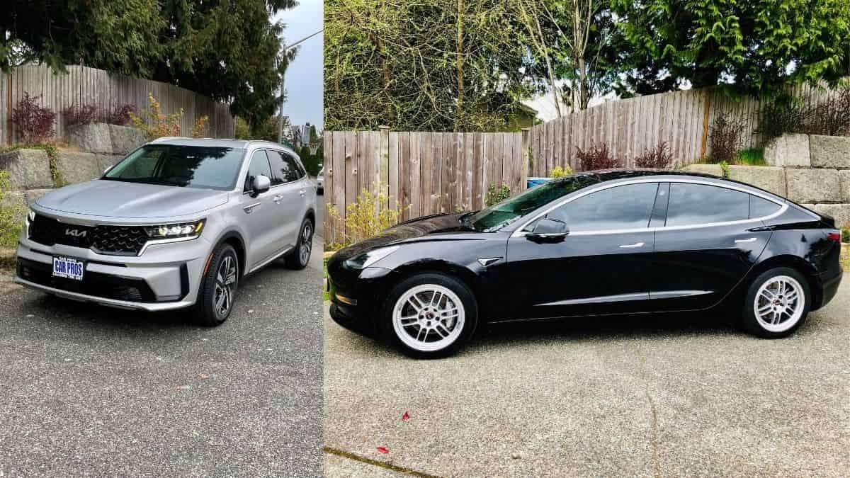 Image of Tesla Model 3 with 2022 Kia Sorento PHEV