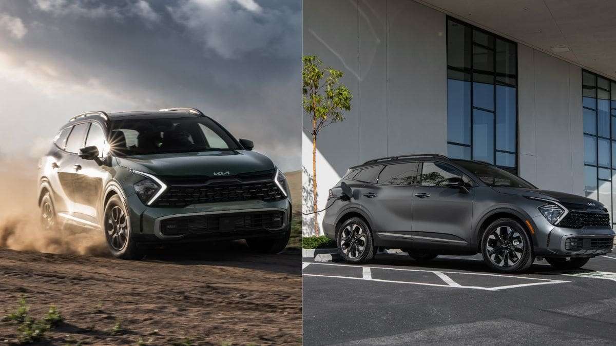Kia Sportage HEV to the left of Sportage PHEV