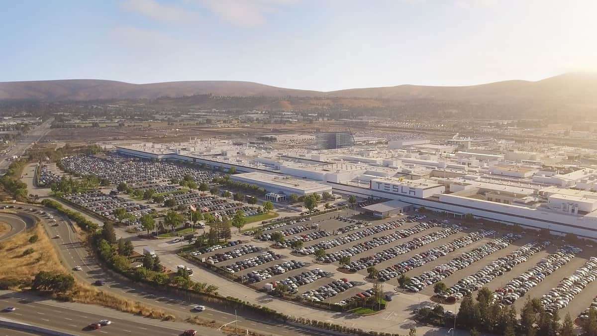Tesla headquarters in Fremont CA, an areal view