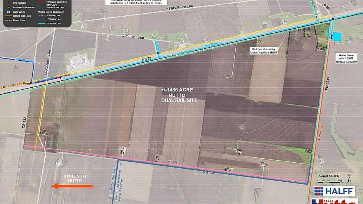 Tesla Terafactory possible site in Hutto, TX near Austin