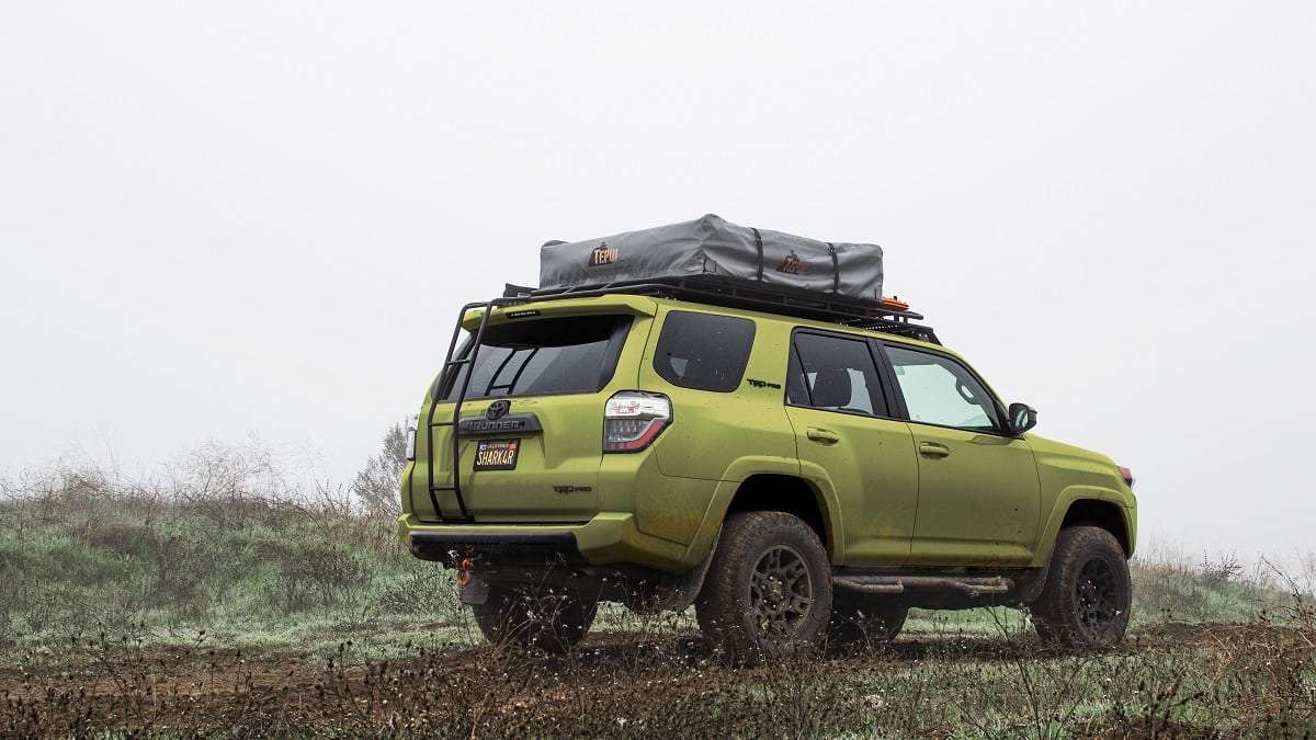 Toyota 4Runner TRD Pro Electric Lime Metallic profile view back end rear end
