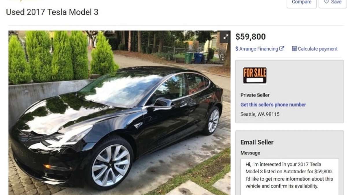 Used Tesla model 3 for Sale at a lower price