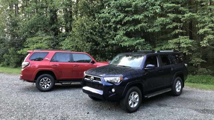 2019 Toyota 4Runner Nautical Blue Metallic and Barcelona Red Mettalic Colors