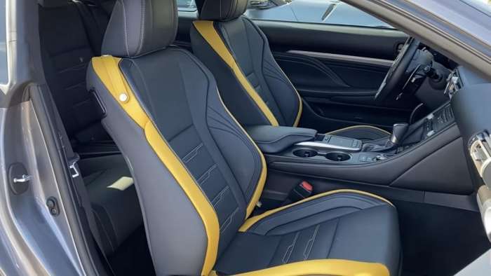 2020 Lexus RC 350 F Sport interior front seats yellow seats