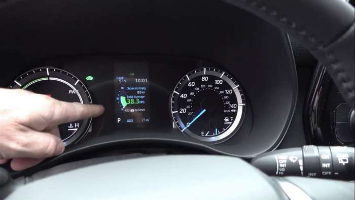 2020 Toyota Highlander Hybrid LE interior multi-information display mpg
