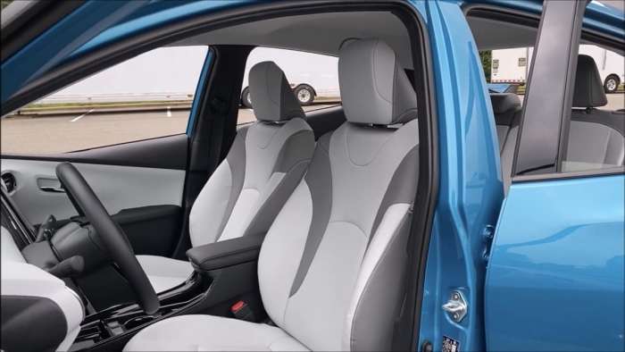 2020 Toyota Prius Prime Limited Blue Magnetism interior ash gray front seats