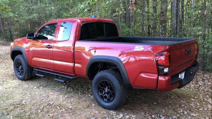 2020 Toyota Tacoma SR Barcelona Red SX Package back end profile