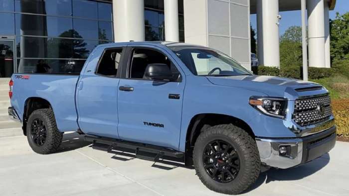 2020 Toyota Tundra Double Cab Cavalry Blue profile view front end