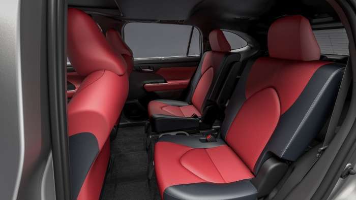 2021 Toyota Highlander XSE interior rear seats cockpit red seats
