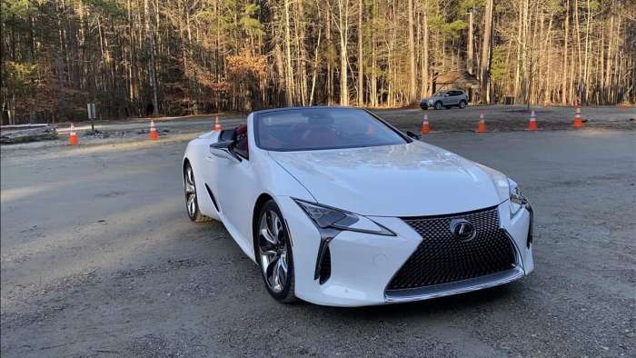 2021 Lexus LC 500 Convertible Ultra White front end profile view
