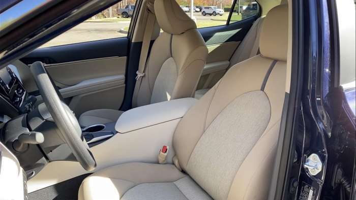 2021 Toyota Camry LE interior front seats macadamia fabric
