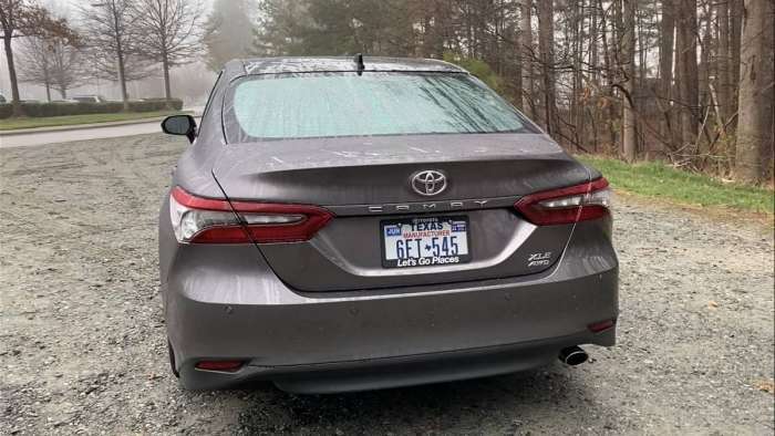 2021 Toyota Camry XLE AWD Predawn Gray Mica back end rear end