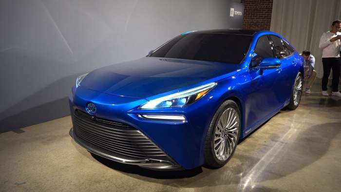 2021 Toyota Mirai profile and front end blue color