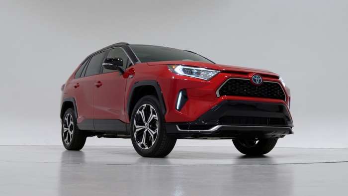 2021 Toyota RAV4 Prime Supersonic Red front end and profile
