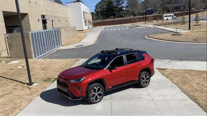 20221 Toyota RAV4 Prime XSE Supersonic Red profile view back end rear end front end