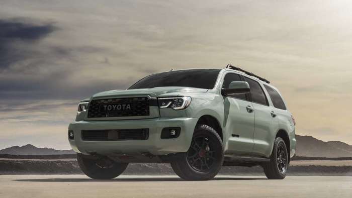 2022 Toyota Sequoia TRD Pro Lunar Rock profile view front end