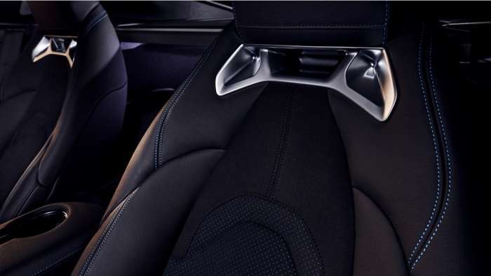 2021 Toyota Supra A91 Interior seats black with blue stitching