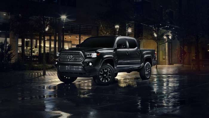 2021 Toyota Tacoma Nightshade Midnight Black profile and front end