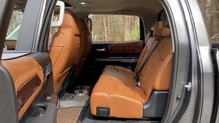 2021 Toyota Tundra 1794 Edition interior rear seats back seats saddle brown suede leather