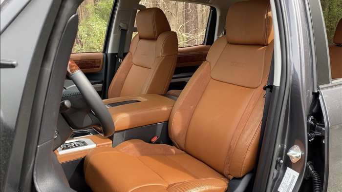 2021 Toyota Tundra 1794 Edition interior front seats saddle brown suede leather