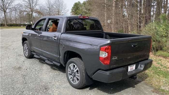 2021 Toyota Tundra 1794 Edition Magnetic Gray back end profile view rear end