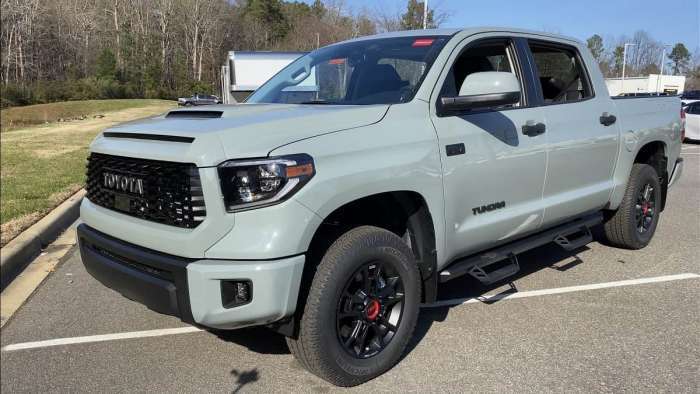 2021 Toyota Tundra TRD Pro Lunar Rock front end profile view
