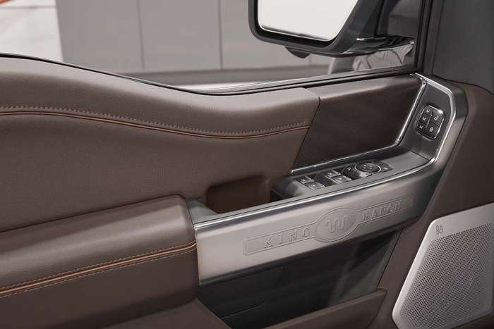 King Ranch trim of 2021 Ford F-150 door