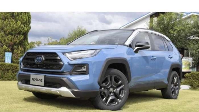 2022 Toyota RAV4 Cavalry Blue profile view and front end