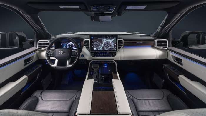 2022 Toyota Tundra Capstone Wind Chill Pearl interior multimedia wood accents