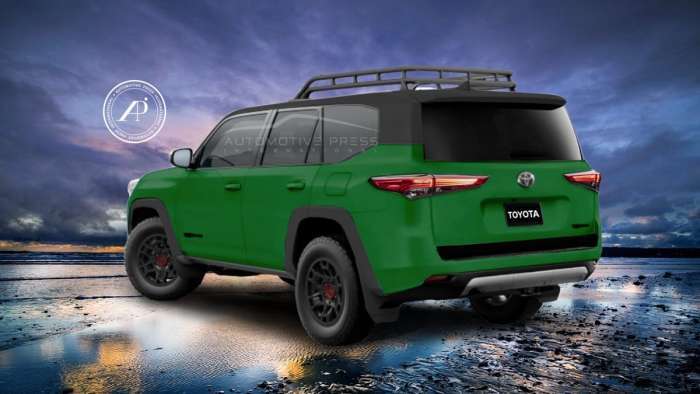 2024 Toyota 4Runner green back end profile view